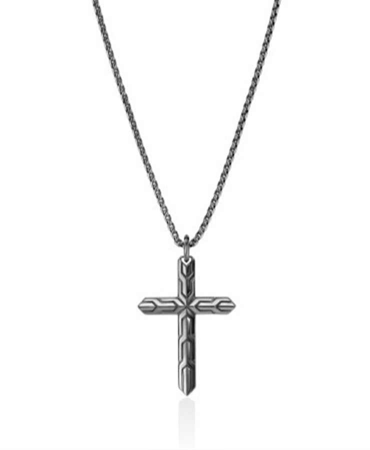 John Hardy Icon 50 Box Chain Black Rhodium Cross Necklace