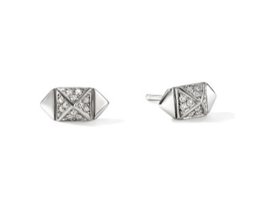 Sterling Silver 5mm Icon Stud Earrings John Hardy With 24 = 0.14Twt Pa