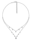 Lady's White 14 Karat Layered Diamond Drop Necklace Length 15.5 With 0