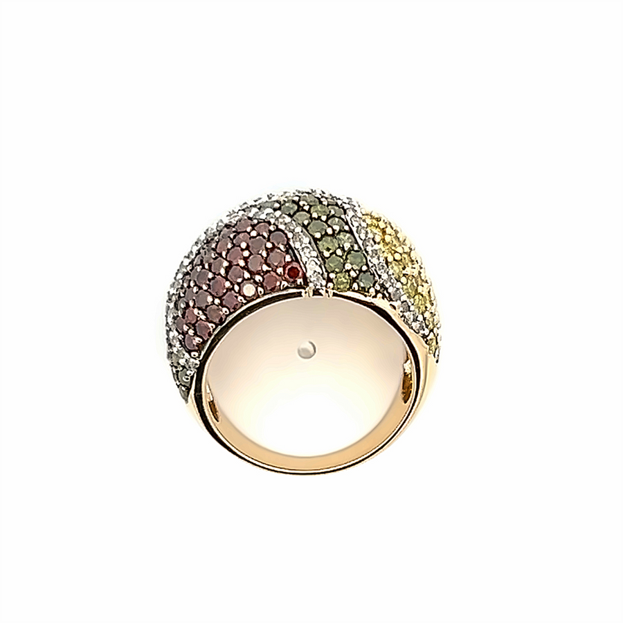 Estate Multi Colored Pave Diamond Ring