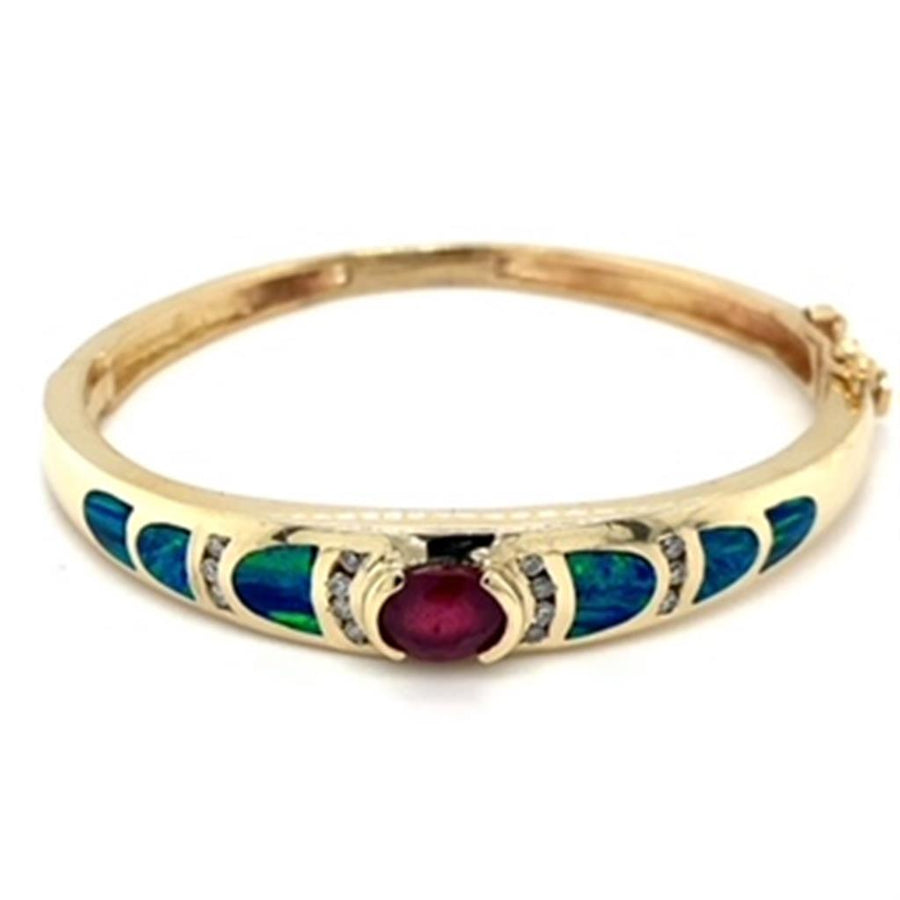 Estate Black Opal and Ruby Bangle