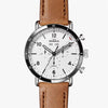 The Canfield Sport Watch with White Face and Natural Tan Leather Strap
