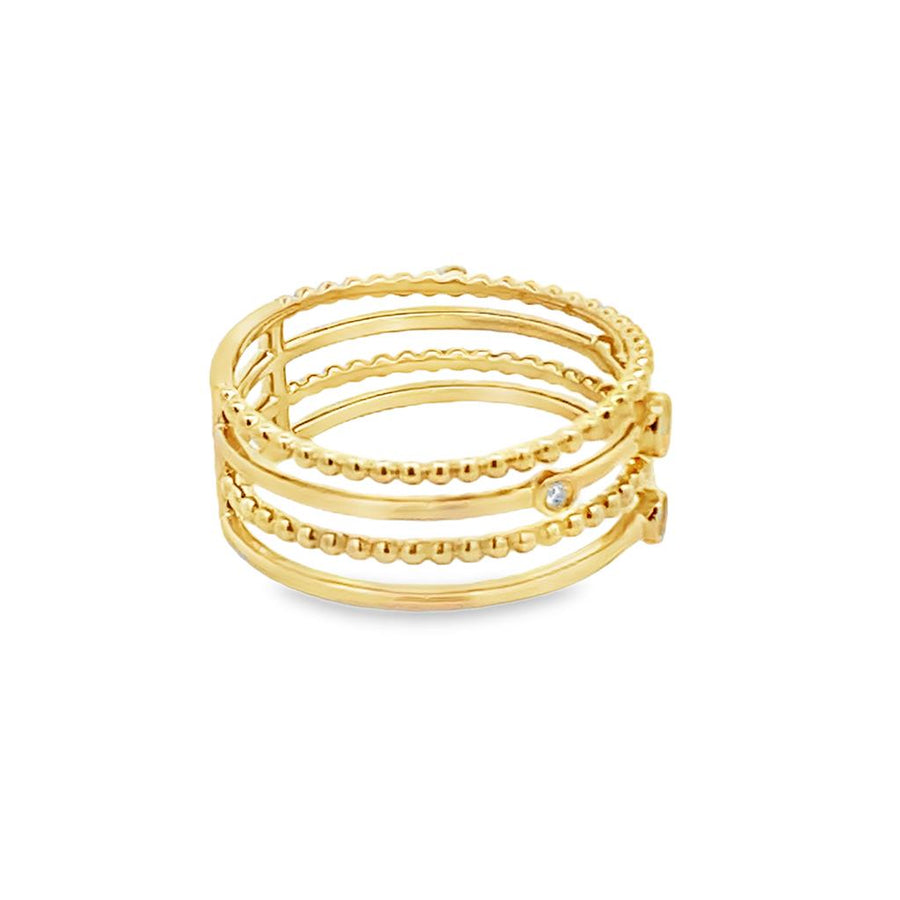 Bezel Set Diamond Station Layered Ring
