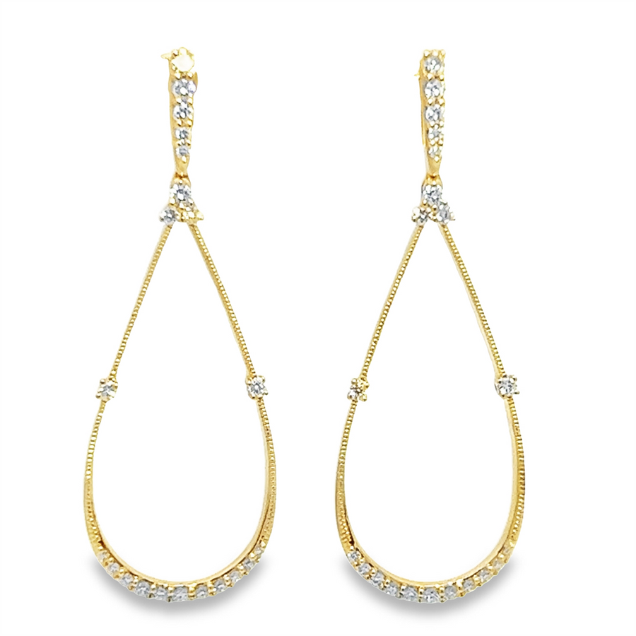 Nelson Lady's Yellow 18 Karat Diamond Milgrain Open Filigree Earrings