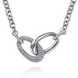 Lady's Sterling Silver Link Chain Necklace With Polished And Bujukan O