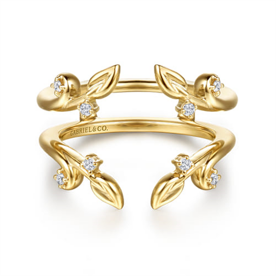 Yellow 14 Karat Leaf Style Ring Enhancer Ring Wrap/Guard Size 6.5 Mfg