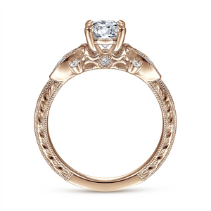 Gabriel & Co. Solene - Vintage Inspired 14K Rose Gold Round Diamond Engagement Ring