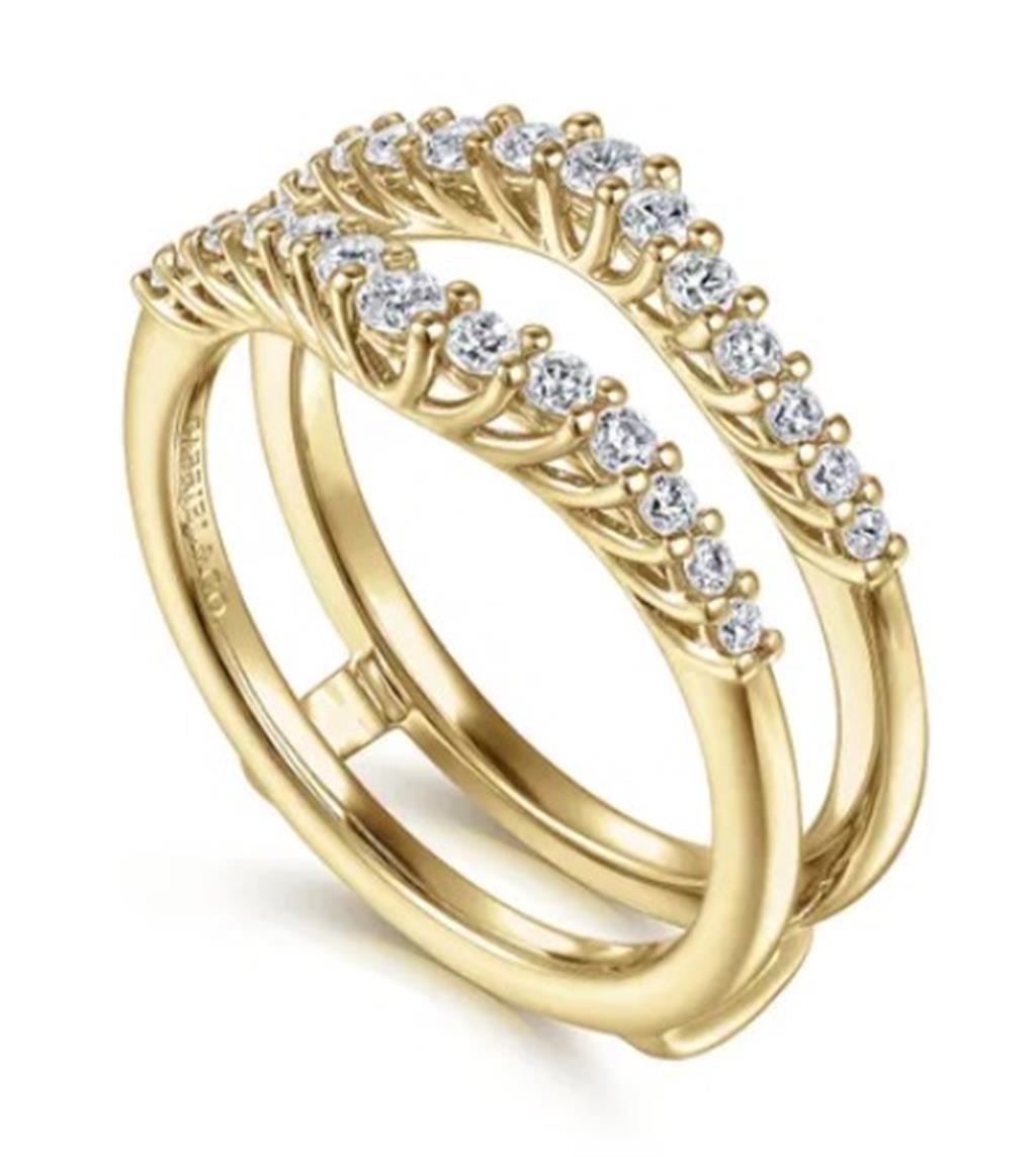 Yellow 14 Karat Curved Trellis Ring Wrap/Guard Size 6.5 Mfg Gabriel &