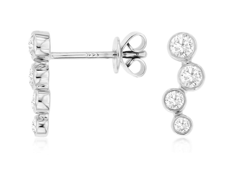 Lady's White 14 Karat Bezel Waterfall Stud Earrings With 8 = 0.36Tw Ro