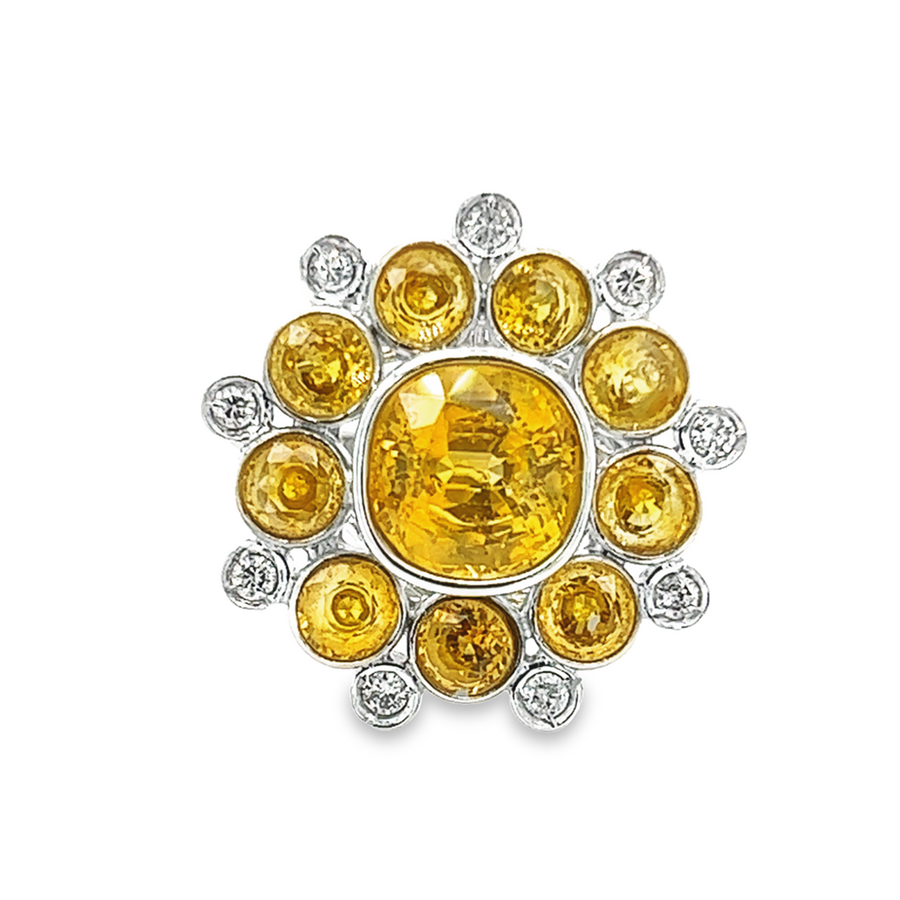 Estate Yellow Sapphire Daisy Ring