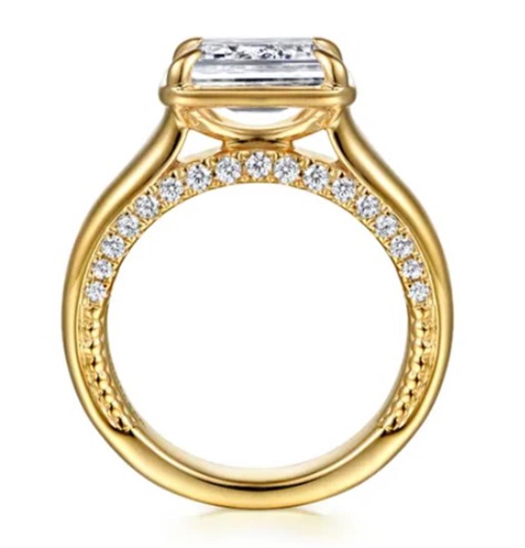 Lady's Yellow 14 Karat EW Accented Shank Ring Size 6.5 34 = 0.35tw Rou