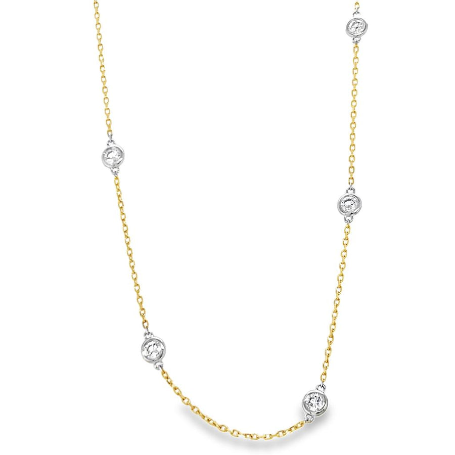 Lady's Two-Tone 14 Karat Diamond Cut Bezel By-The-Yard Necklace Length