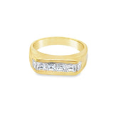 18 Karat Yellow Asscher Cut Gents Channel Set Diamond Band Estate Jewe