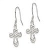 Quality Gold Sterling Silver Polished Swirl Cross Dangle Earrings