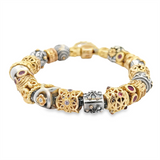 Estate Two-Tone Red Pandora Charm Bracelet