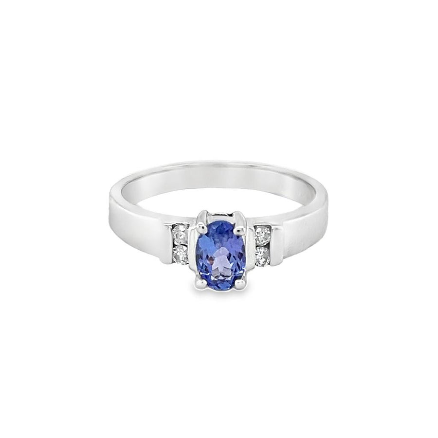 Estate White 14 Karat Tanzanite and Diamond Ring