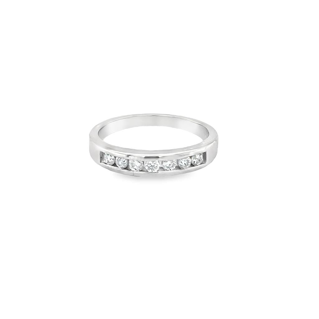 White Platinum Channel Set Diamond Band Estate Jewelry Size 6.75 7=0.35tw Round H/I I1 Diamonds Gram Weight: 5.15