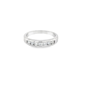 White Platinum Channel Set Diamond Band Estate Jewelry Size 6.75 7=0.35tw Round H/I I1 Diamonds Gram Weight: 5.15