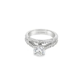 Platinum Round Diamond Antigue Style Bridal Set Estate Jewelry With On