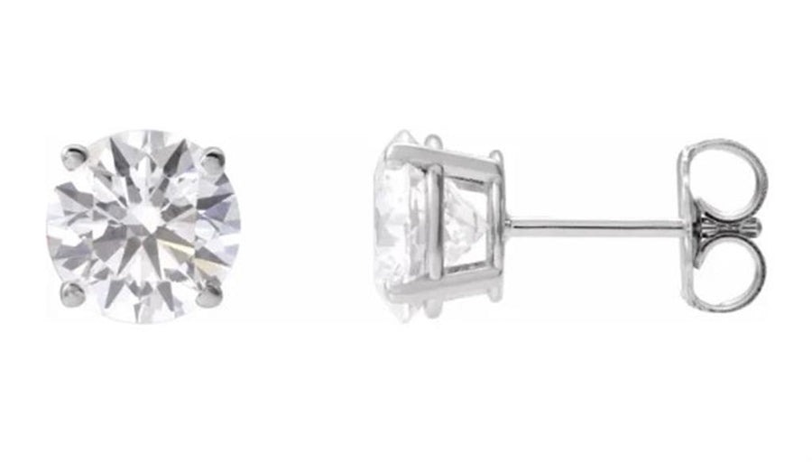 White 14 Karat 4 Prong Stud Lab Grown Diamond Earrings one = 0.78ct Ro
