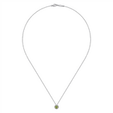 Gabriel & Co. Fashion 14K White Gold Peridot and Diamond Halo Pendant Necklace