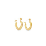 Yellow 14 Karat Diamond Cut 14mm Hoops Estate Jewelry Gram Weight: 0.7