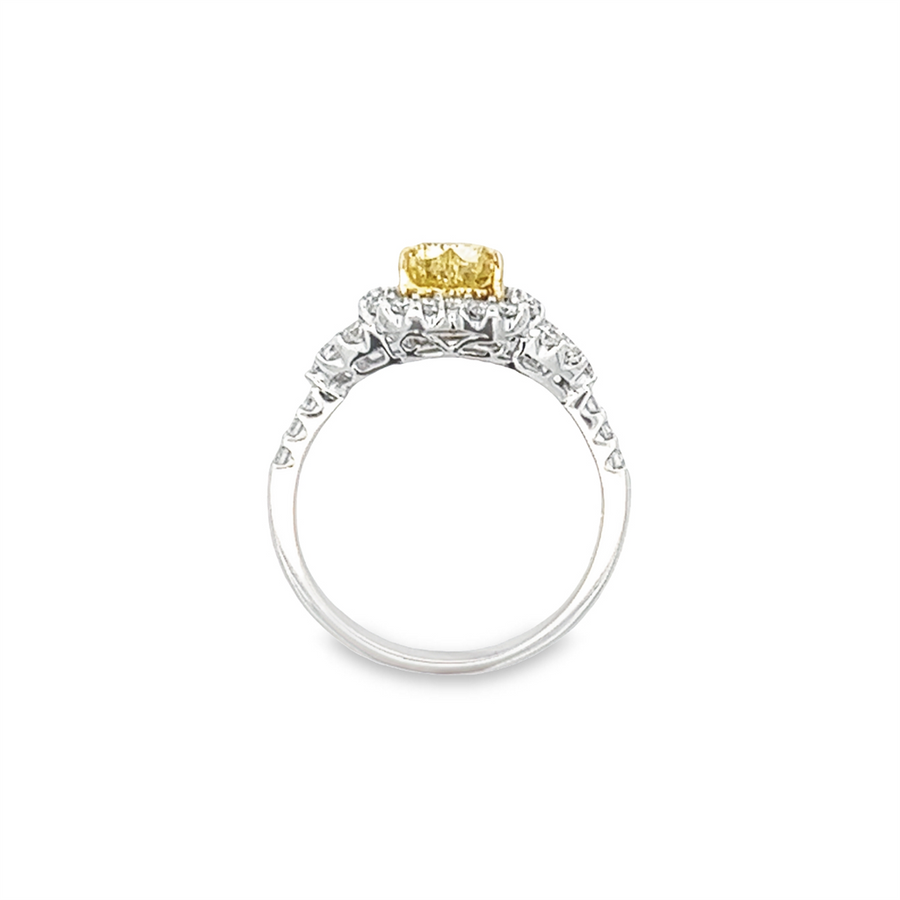 Estate Heart Shape Yellow Diamond Halo Ring