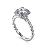 Gabriel & Co. Michaela - 14K White Gold Cushion Halo Round Diamond Engagement Ring Mounting