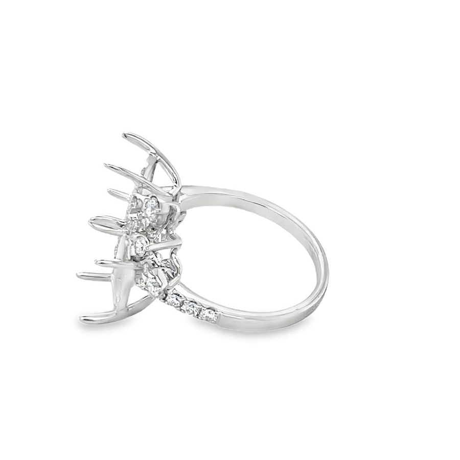 Lady's White 18 Karat Bypass Accented 2 Stone Ring Size 6.5 30 = 0.67t