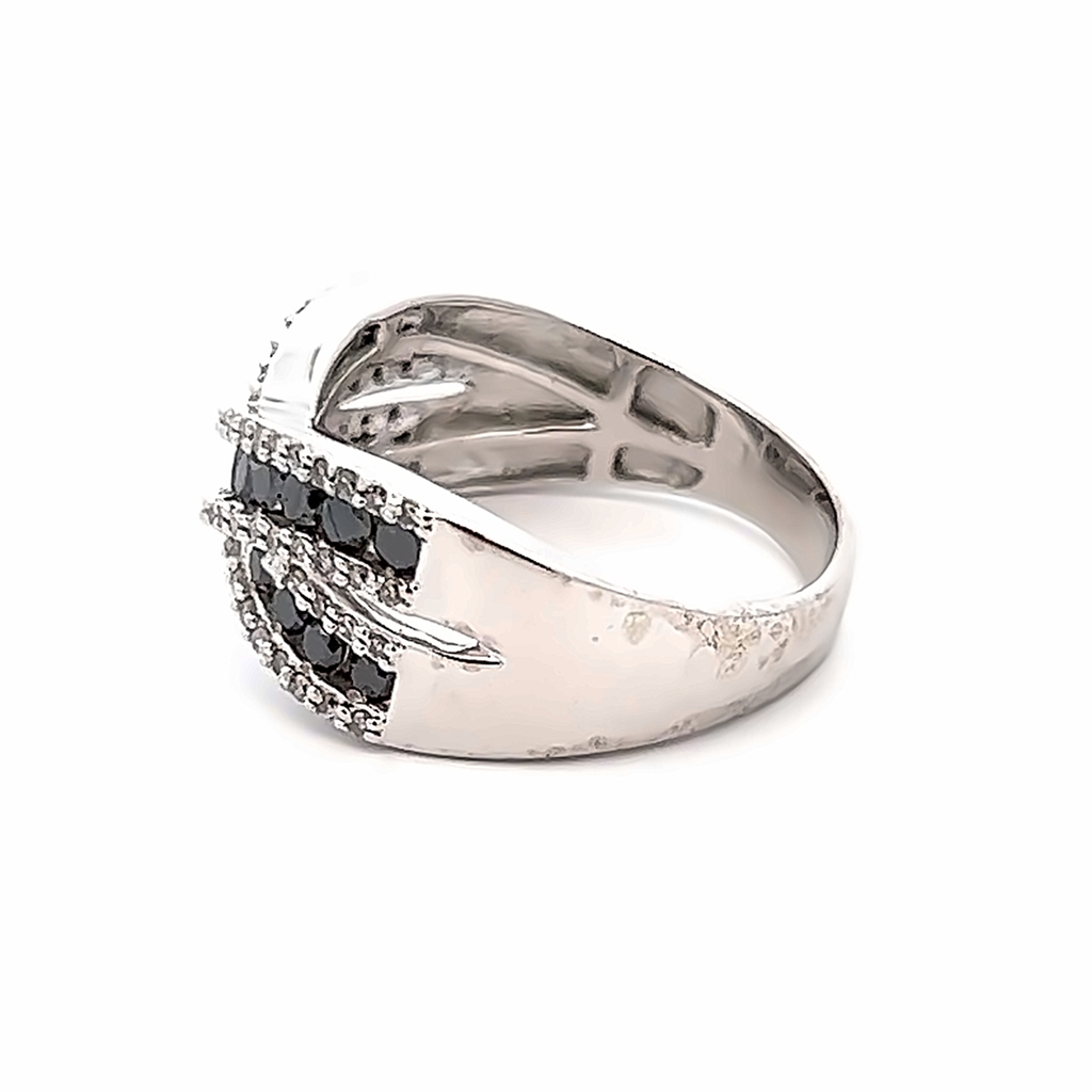 Estate Black & White Diamond Crossover Ring