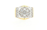 Two-Tone 14 Karat Gents Diamond Cluster Ring Estate Jewelry Size 9.5 W
