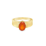 Yellow 10 Karat Mexican Fire Opal Solitaire Ring Estate Jewelry Size 7