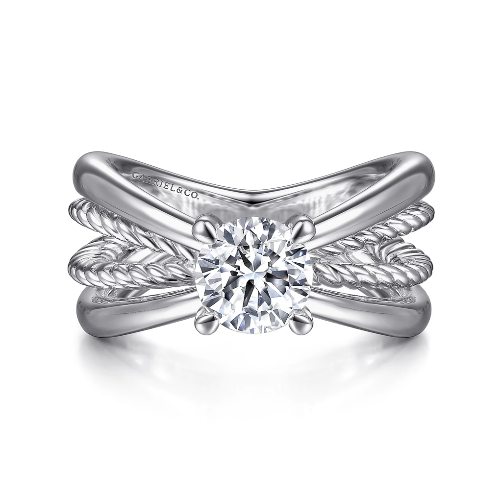 Gabriel & Co. Uta - 14K White Gold Split Shank Round Diamond Engagement Ring