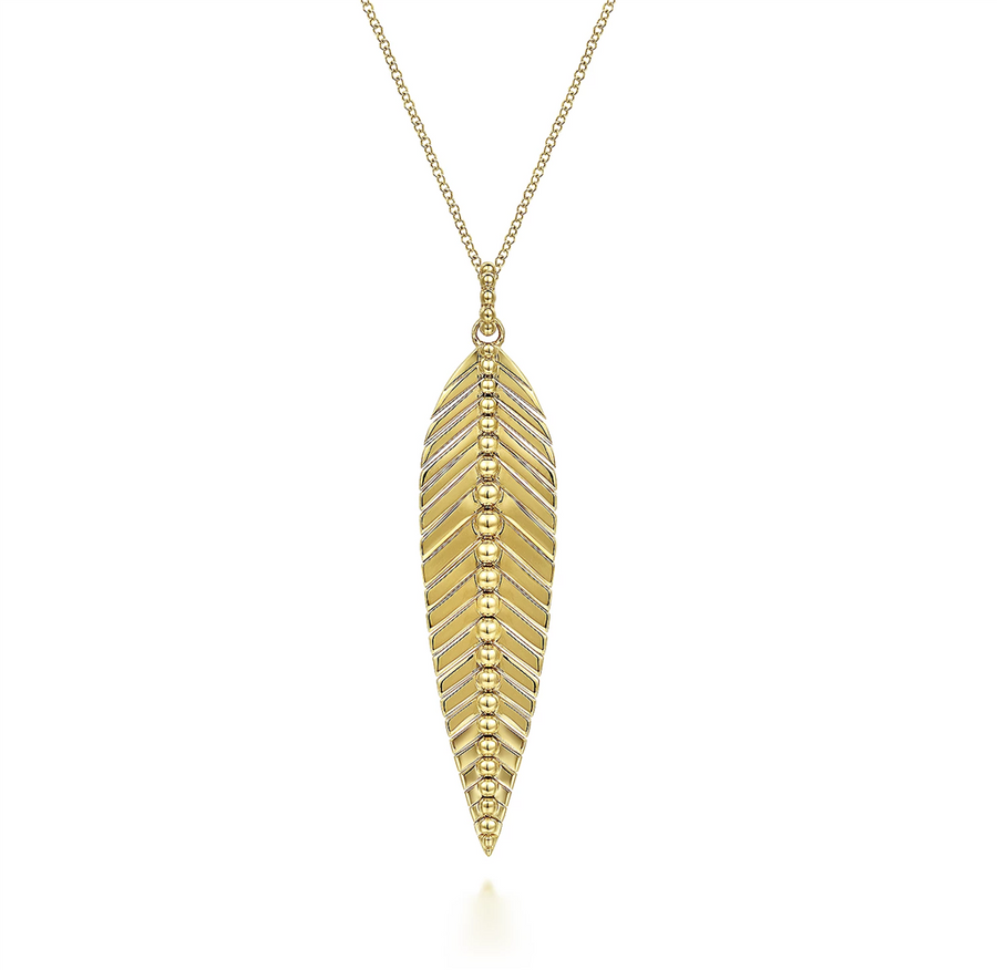 Gabriel & Co. Fashion 14K Yellow Gold Bujukan Leaf Pendant Necklace