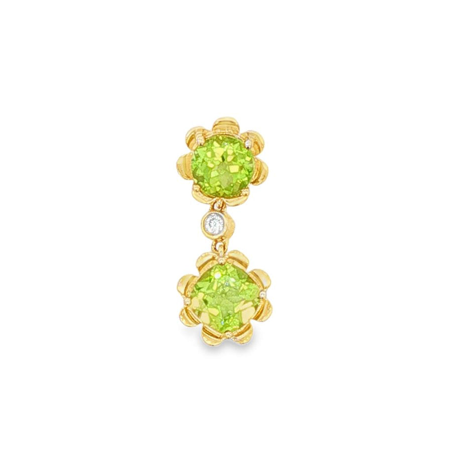 Lady's Yellow 14 Karat Floral Drop Pendants with one = 0.82CT Round Pe