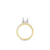 Lady's Two-Tone 14 Karat Floral Basket Ring Size 7 14 = 0.25tw Round G