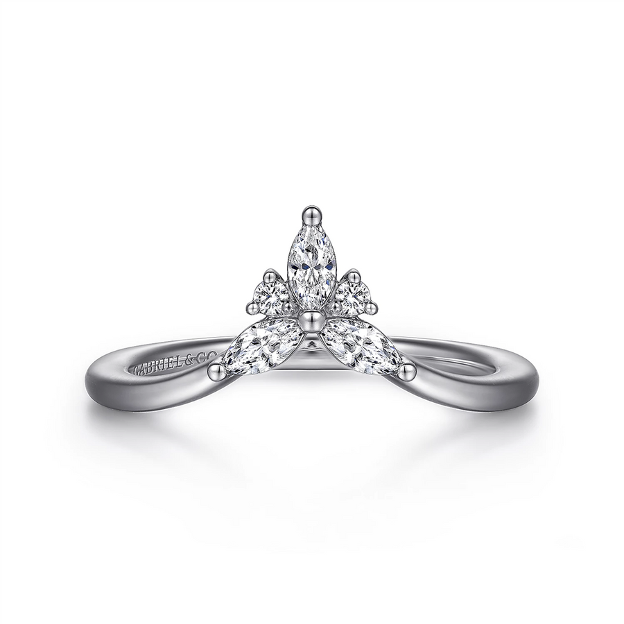 Gabriel & Co. Curved-14K White Gold Diamond Anniversary Band - 0.22 ct