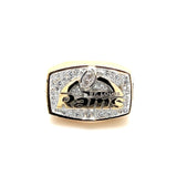 Estate Lady St. Louis Rams Superbowl XXXIV 14KT Yellow Gold Ring with .38ctw accent diamonds, 23.29grams.