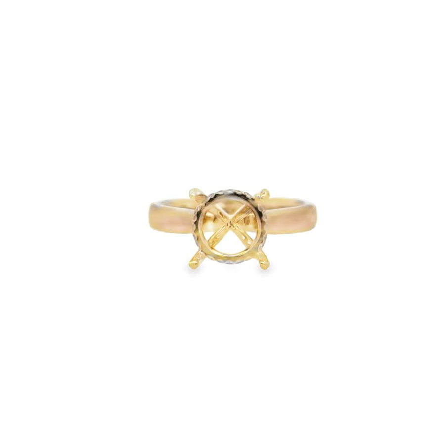 Lady's Yellow 18 Karat Hidden Halo Cathedral Ring Size 6.75 20 = 0.10t