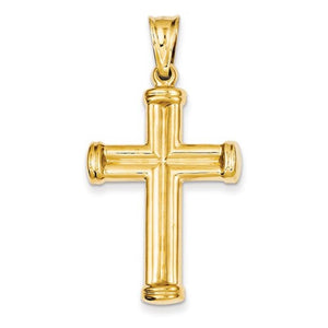 Yellow 14 Karat Fluted Cross Pendant