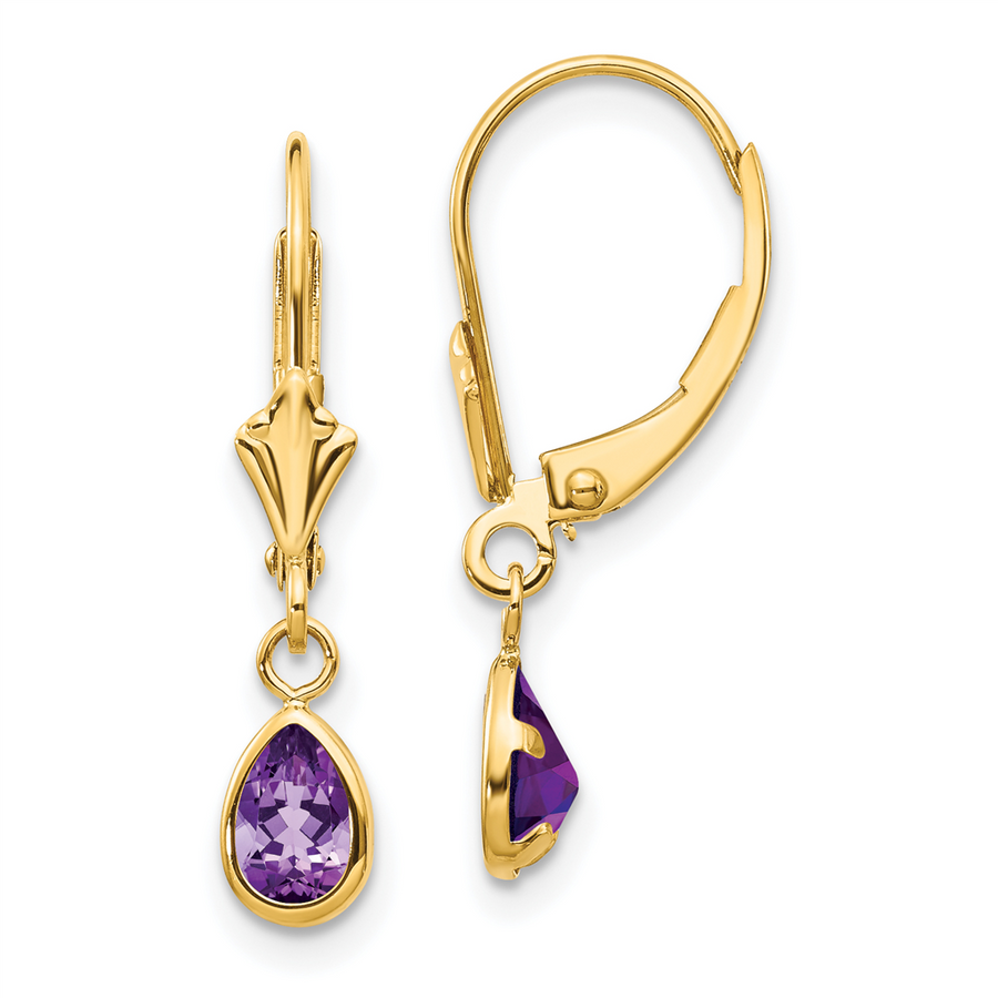 14K Yellow Amethyst Dangle Earrings