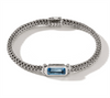 John Hardy Classic Chain Silver 5mm Extra Small Chain Bracelet with Pusher Clasp with 12x5mm Aquamarine