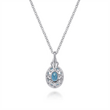 Lady's Two-Tone Sterling Silver/14 Karat Bezel Set Drop Pendant Cable