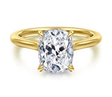 Lady's Yellow 14 Karat Hidden Halo Accented Gallery Ring Size 6.5 22 =