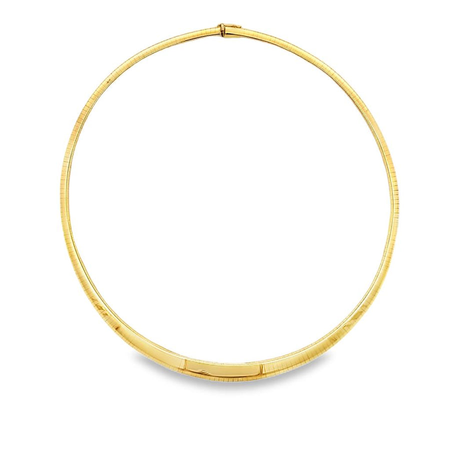 Yellow 14 Karat Domed Graduated 4-10mm Omega Necklace w/ Box Clasp Est