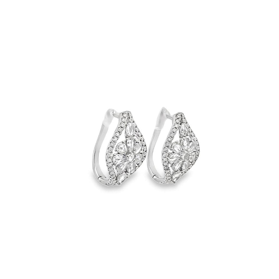 Rose Cut and Round  Diamond Earrings