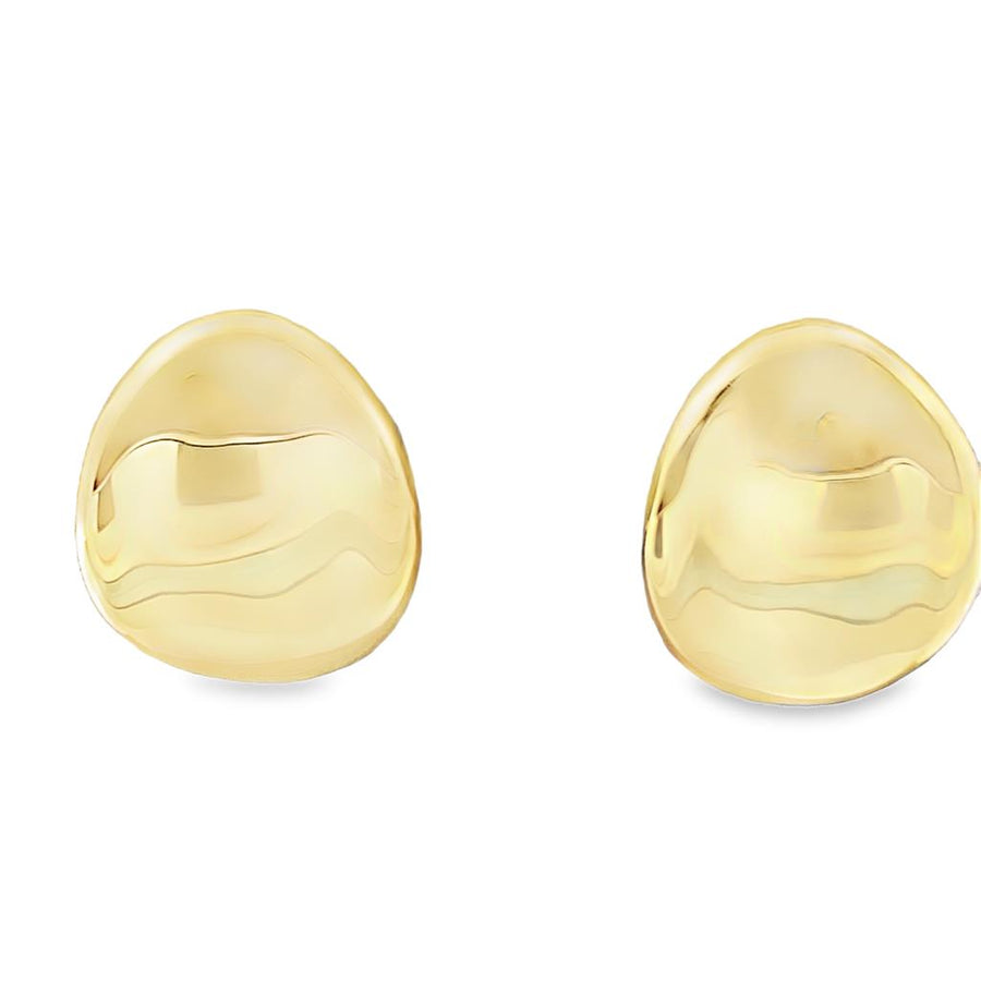 Lady's Yellow 14 Karat Oval Disk Earrings w/ Omega Backs Earrings Desi