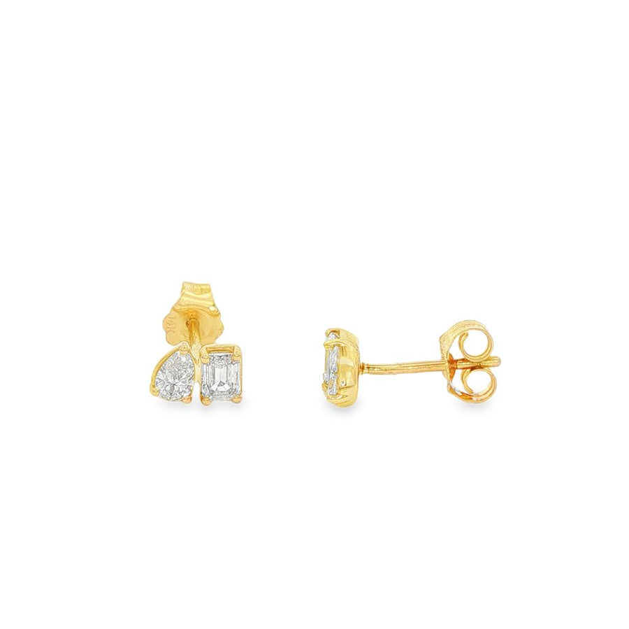 Lady's Yellow 14 Karat 2-Stone Stud Earrings With 4 = 0.66TWT Combo -