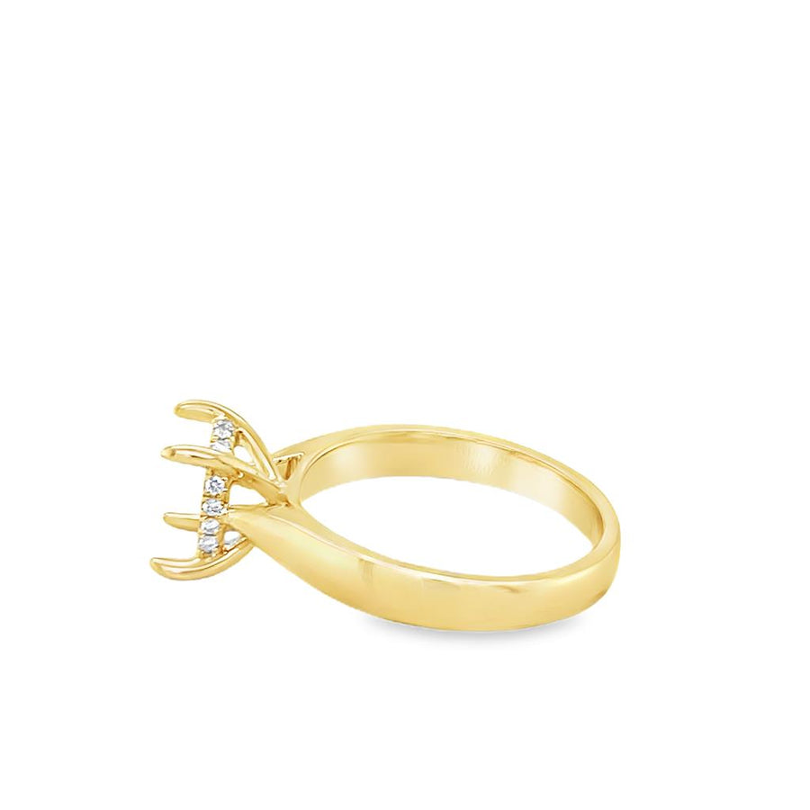 Lady's Yellow 18 Karat Hidden Halo Cathedral Ring Size 6.75 16 = 0.07t
