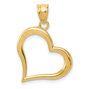 14 Karat Yellow Gold Open Heart Charm Pendant